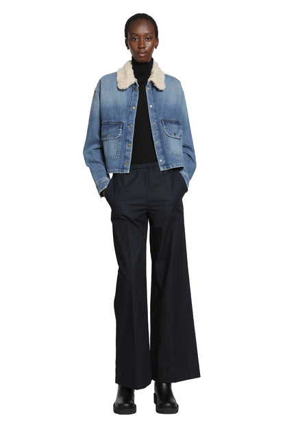 Teddy Trim Denim Shirt Jacket
