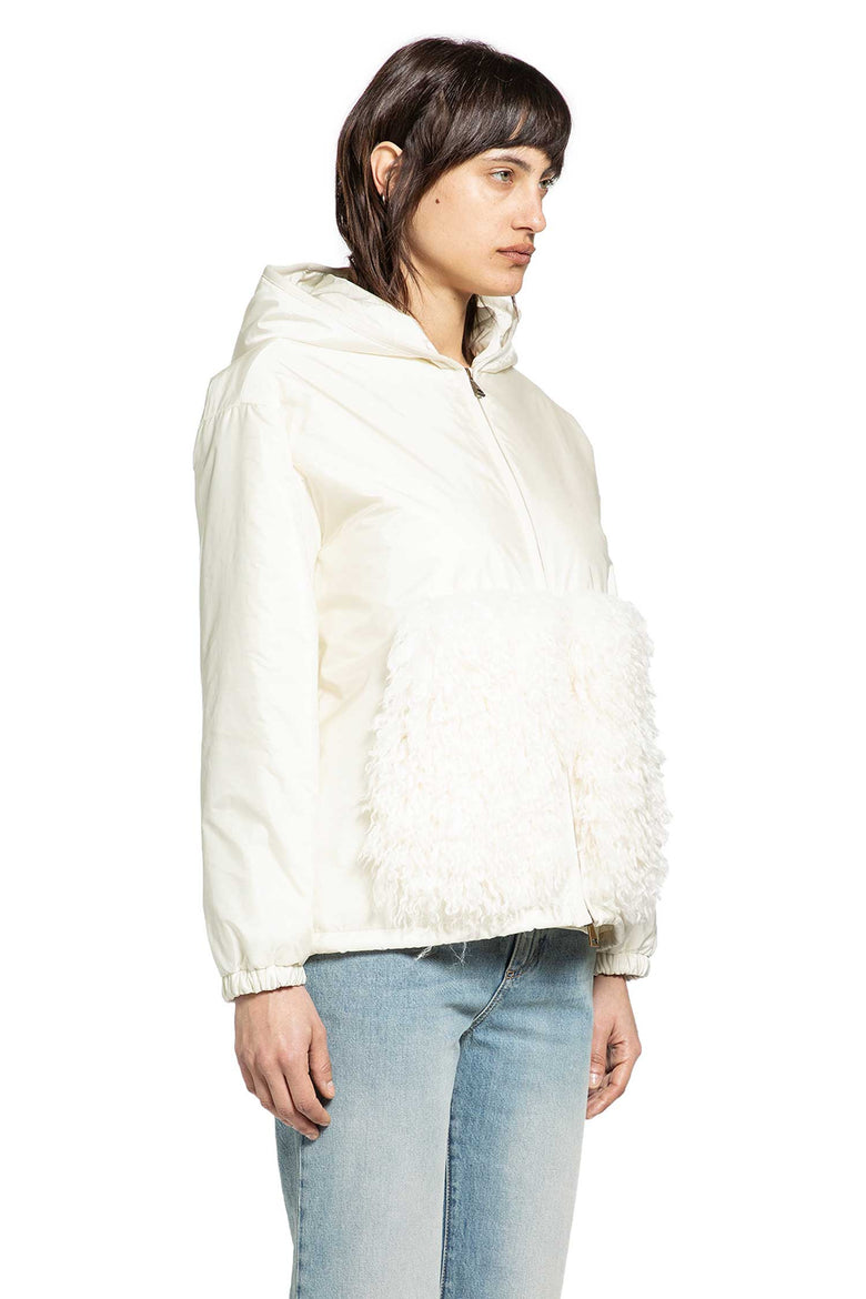 Teddy-Trimmed Padded Zip-Up Hoodie