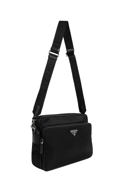 Re-Nylon and Leather Crossbody Bag