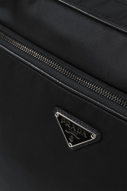 Re-Nylon and Leather Crossbody Bag