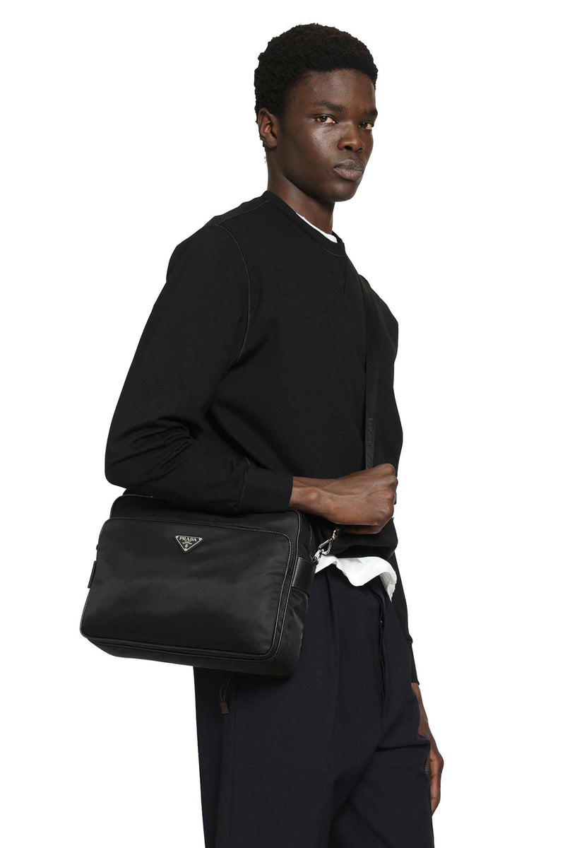 PRADA Re-Nylon and Leather Crossbody Bag man