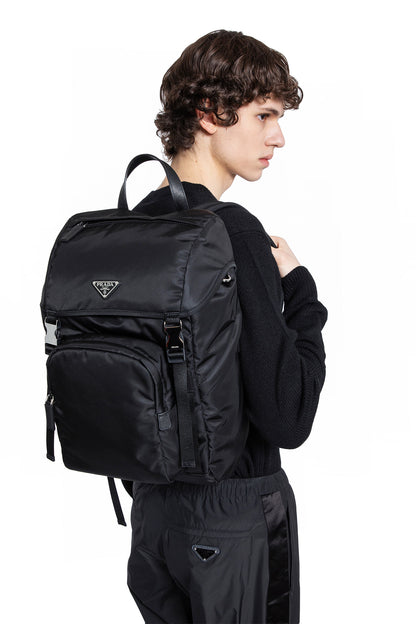 Nylon and saffiano leather backpack