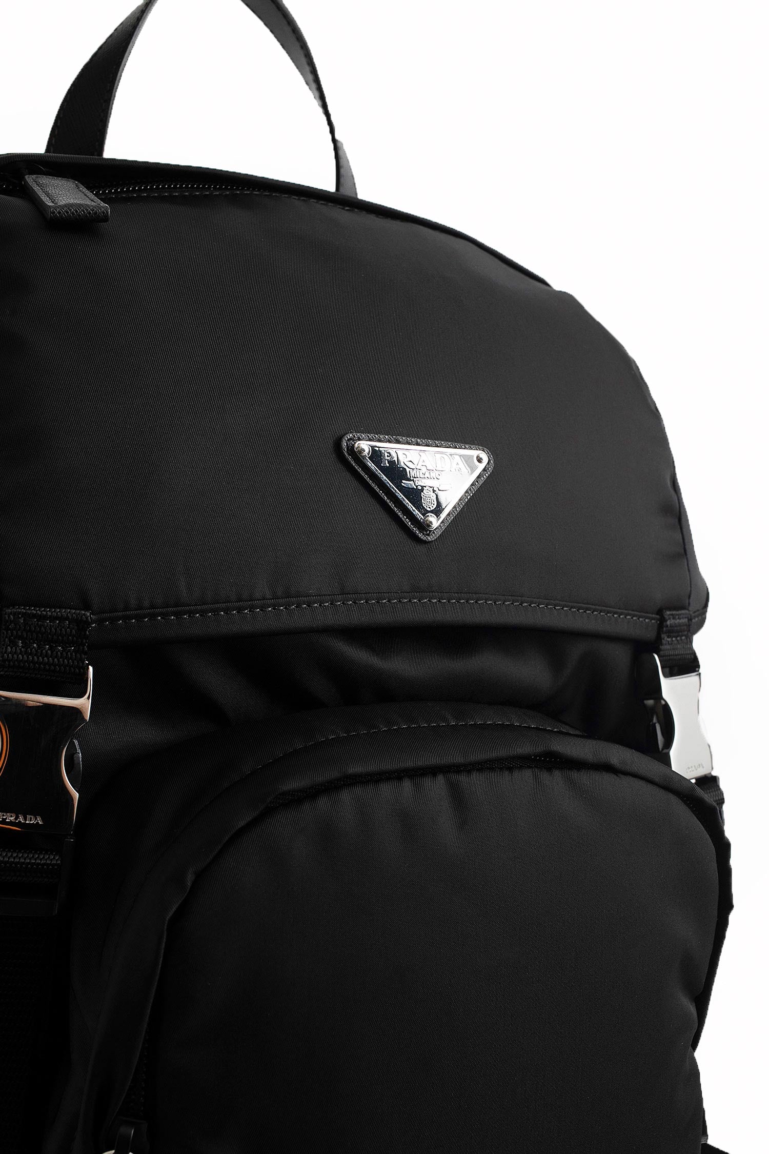 Nylon and saffiano leather backpack