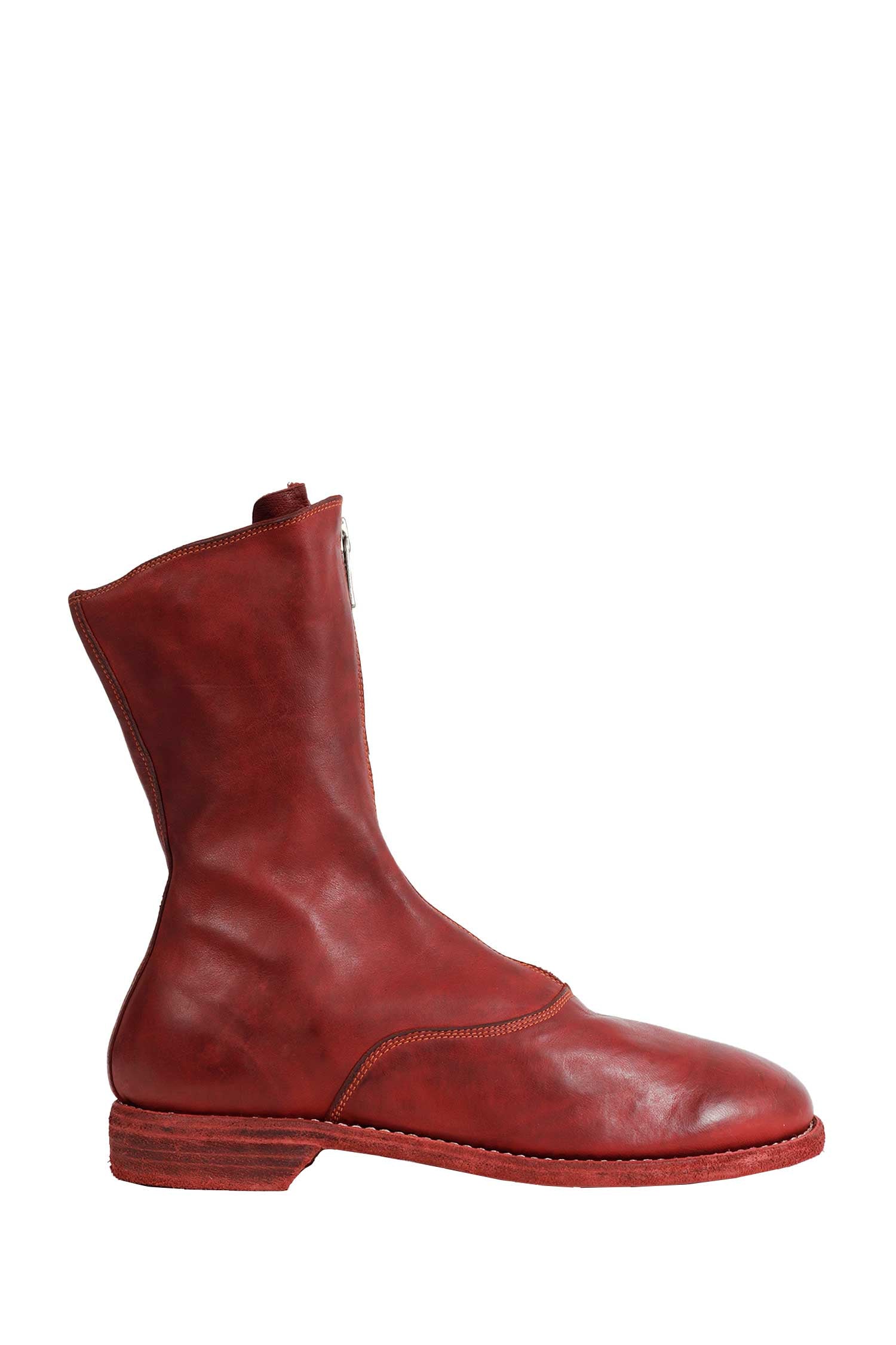 Zipped Brushed Leather Ankle Boots
