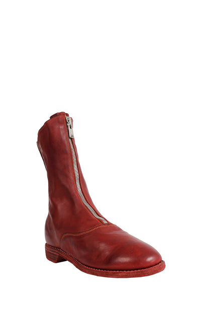 Zipped Brushed Leather Ankle Boots