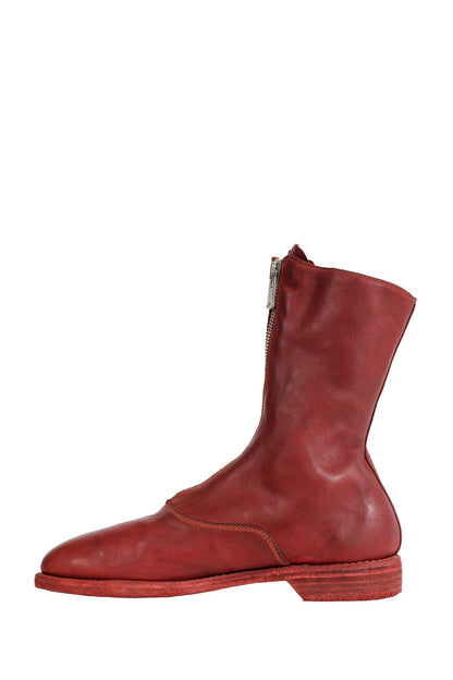 Zipped Brushed Leather Ankle Boots