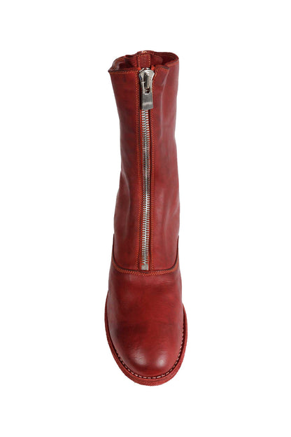 Zipped Brushed Leather Ankle Boots