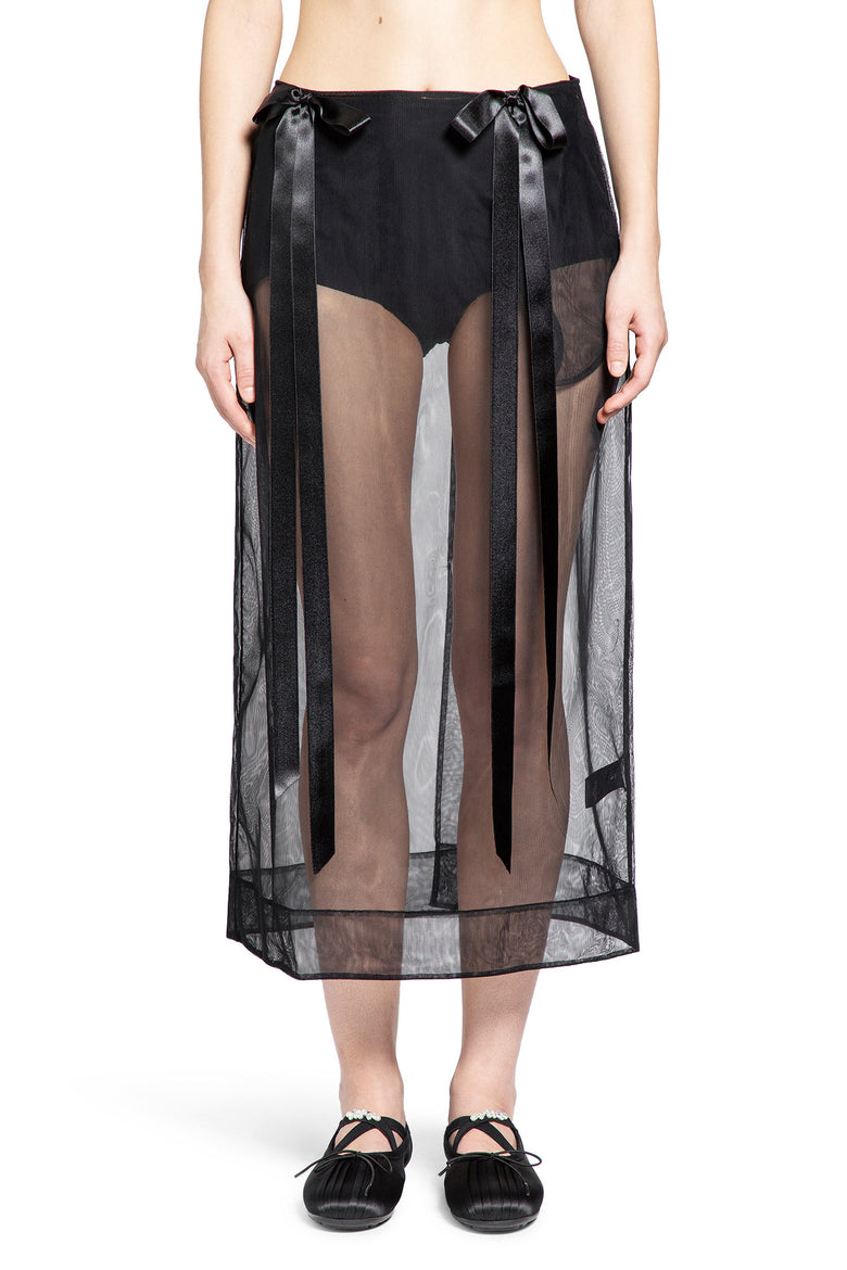 Sheer Bow Ribbon Pencil Skirt