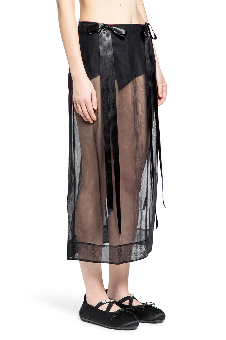 Sheer Bow Ribbon Pencil Skirt