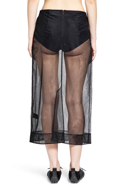 Sheer Bow Ribbon Pencil Skirt