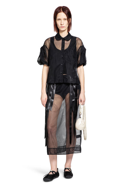 Sheer Bow Ribbon Pencil Skirt