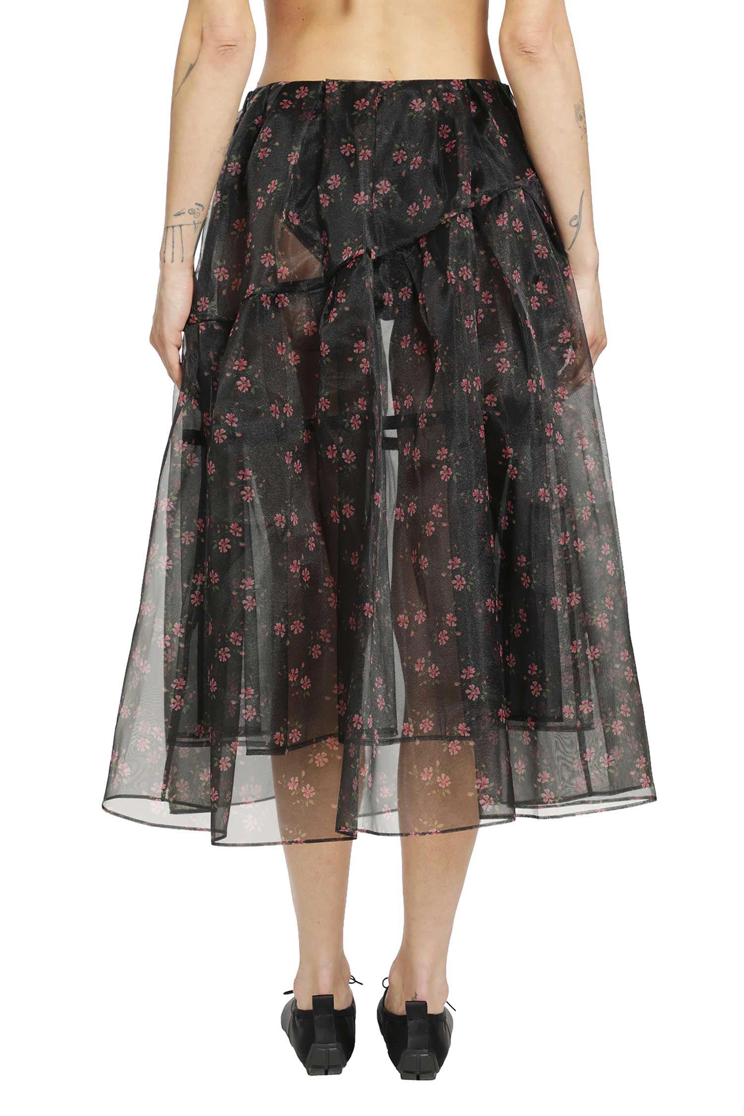 Sheer Overlay Long Flounce Skirt
