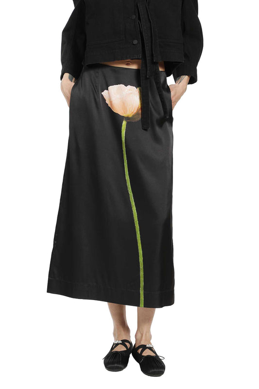 Poppy Motif Pencil Skirt