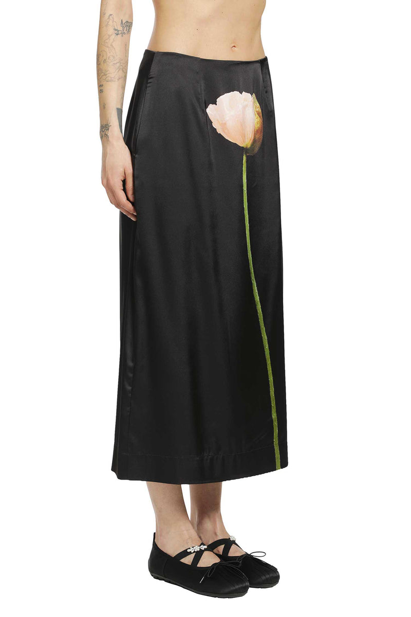 Poppy Motif Pencil Skirt