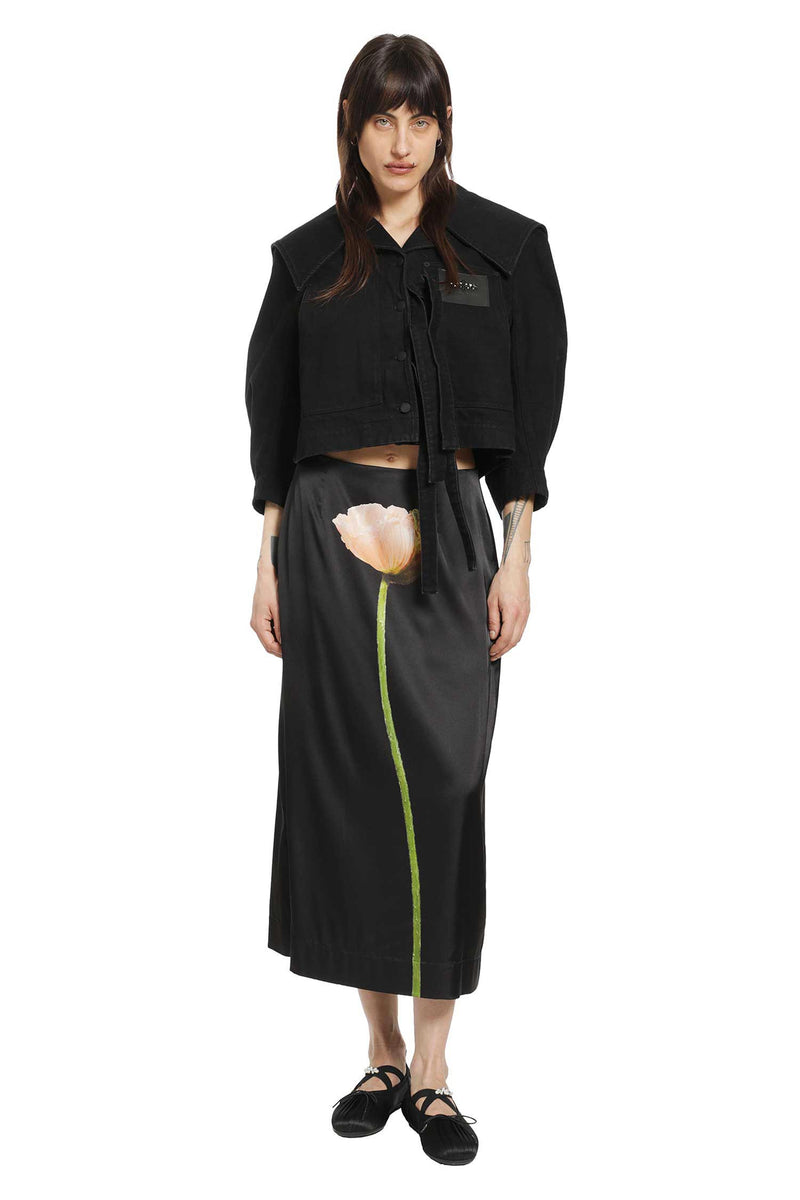 Poppy Motif Pencil Skirt