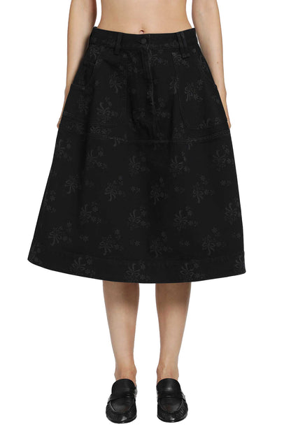 Denim Utility Hip Bustle Skirt