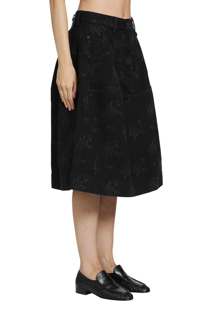 Denim Utility Hip Bustle Skirt