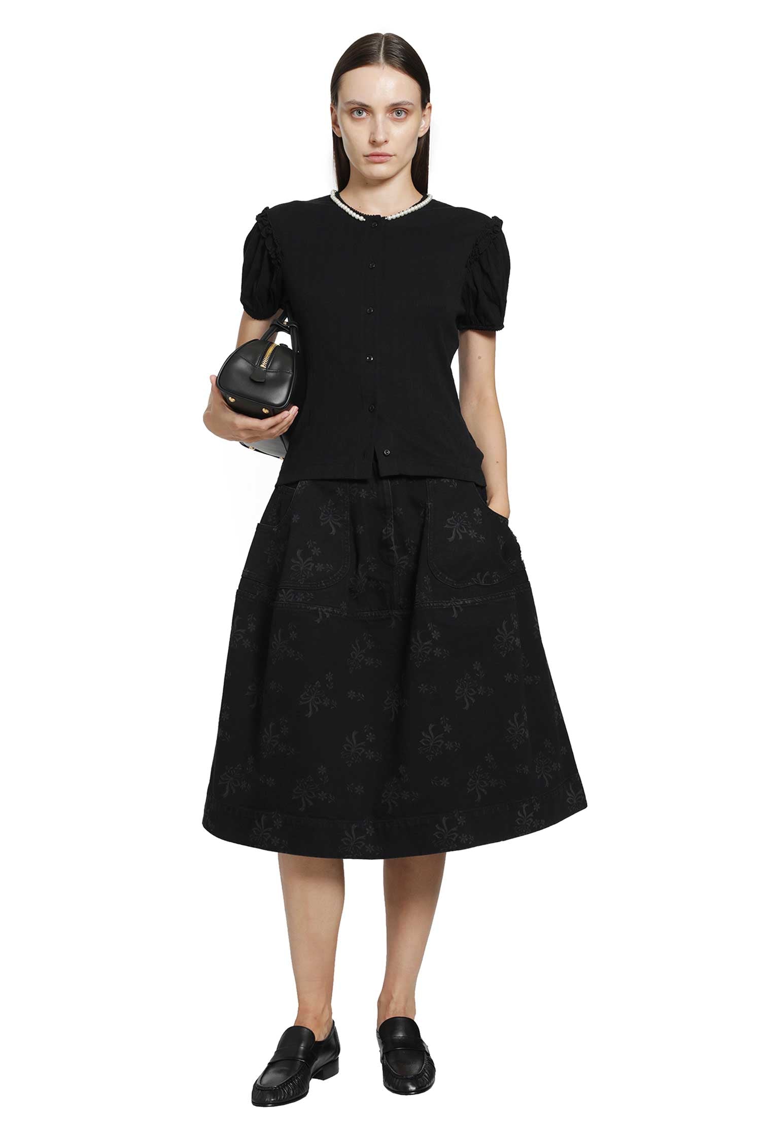 Denim Utility Hip Bustle Skirt