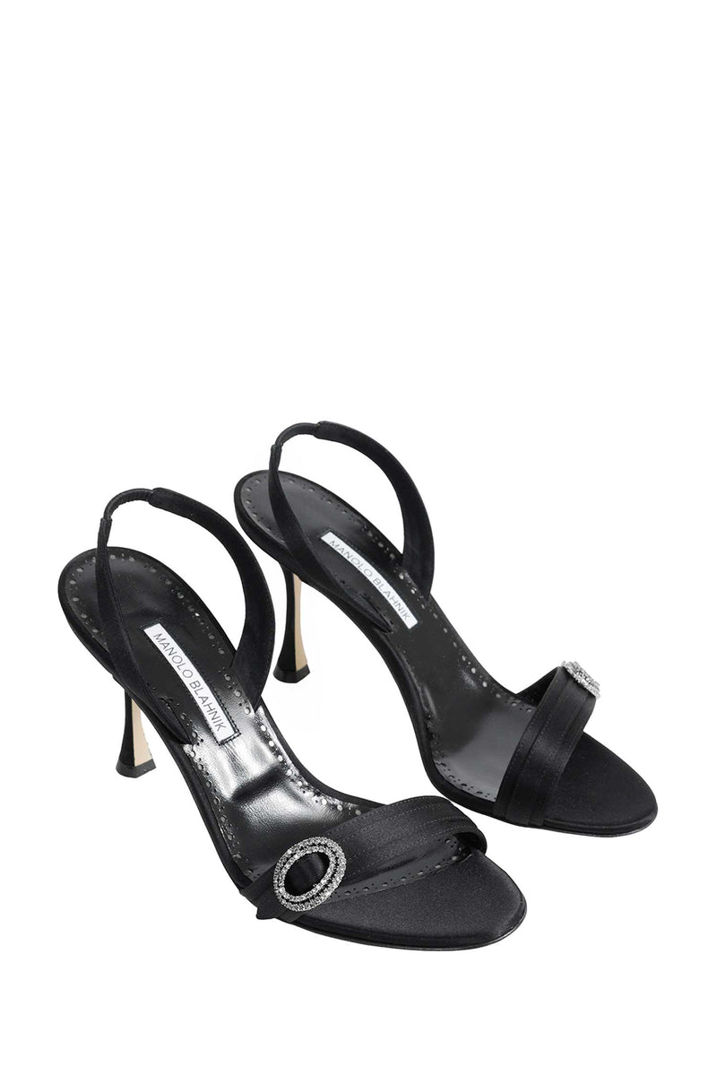 MANOLO BLAHNIK Zutosan Satin Slingback Sandals woman
