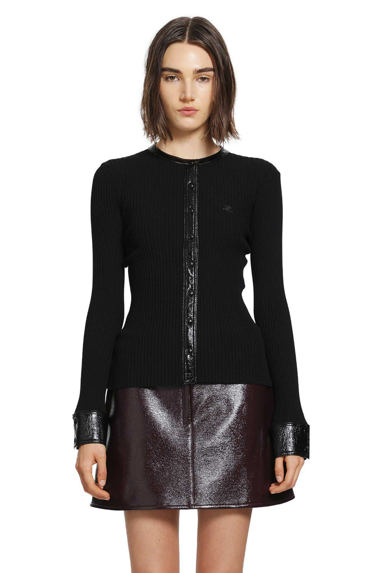 COURRÈGES Vinyl and Knit Cardigan woman