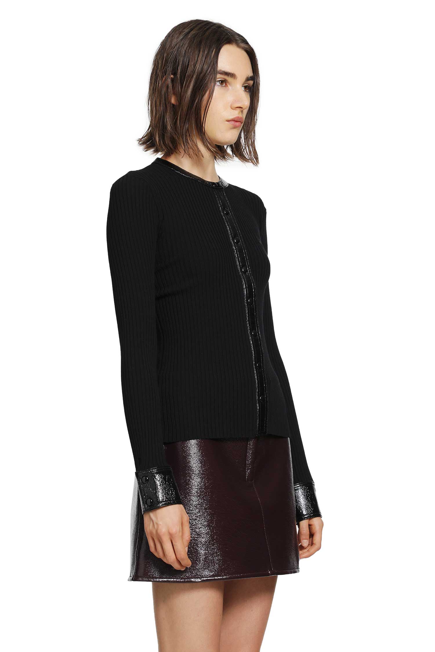 COURRÈGES Vinyl and Knit Cardigan woman