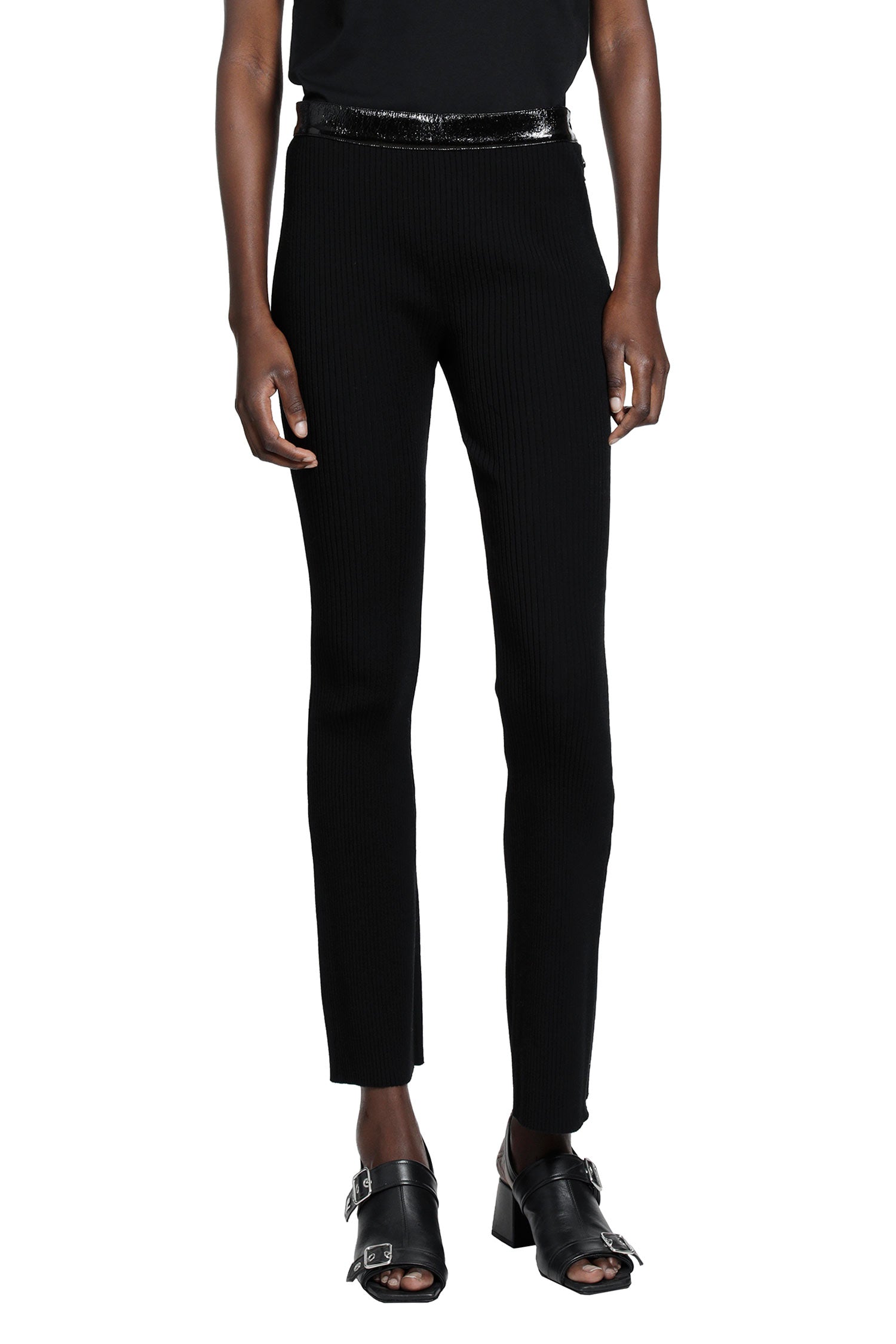 Vinyl And Knit Flare Pants
