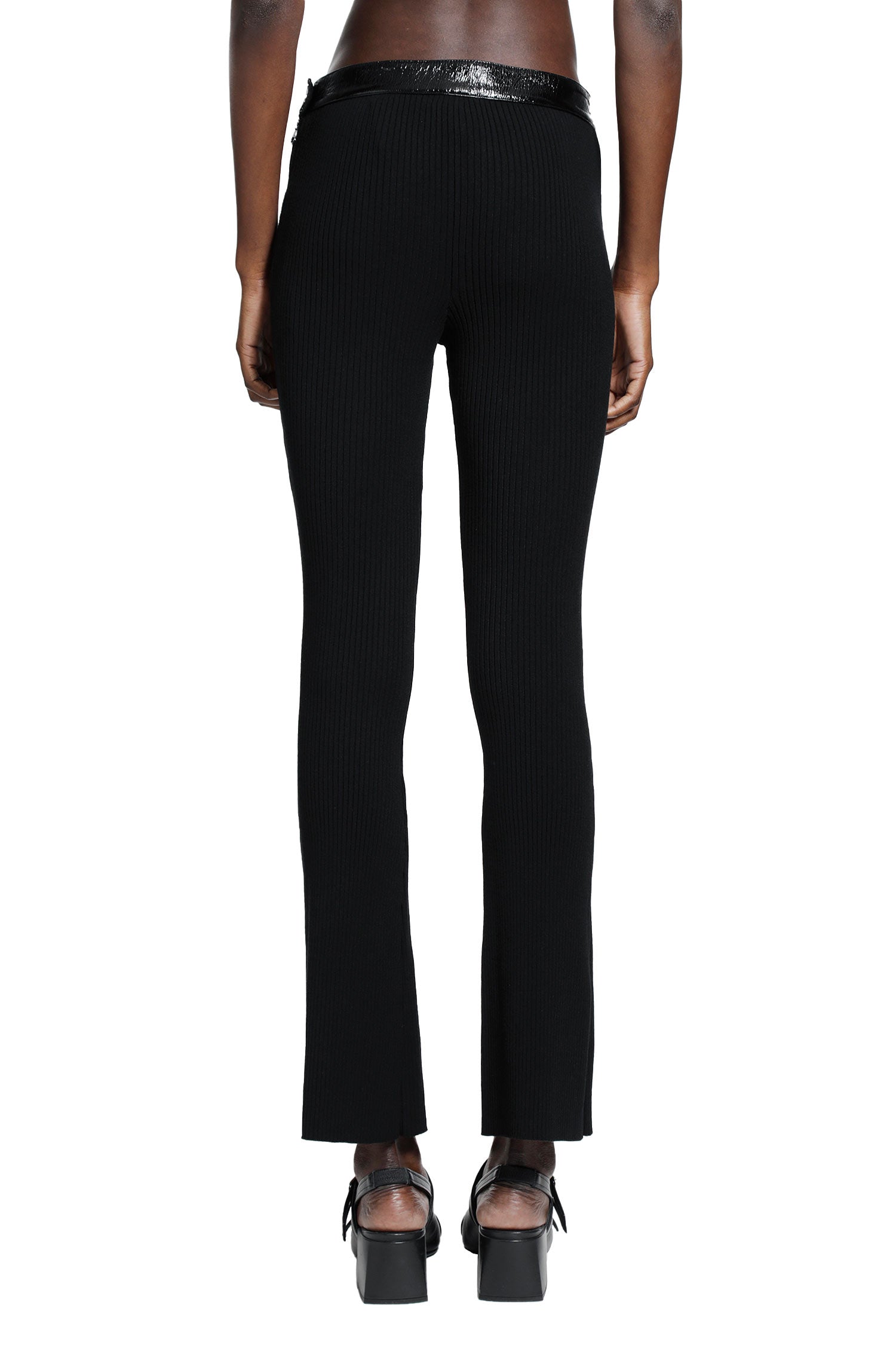 Vinyl And Knit Flare Pants