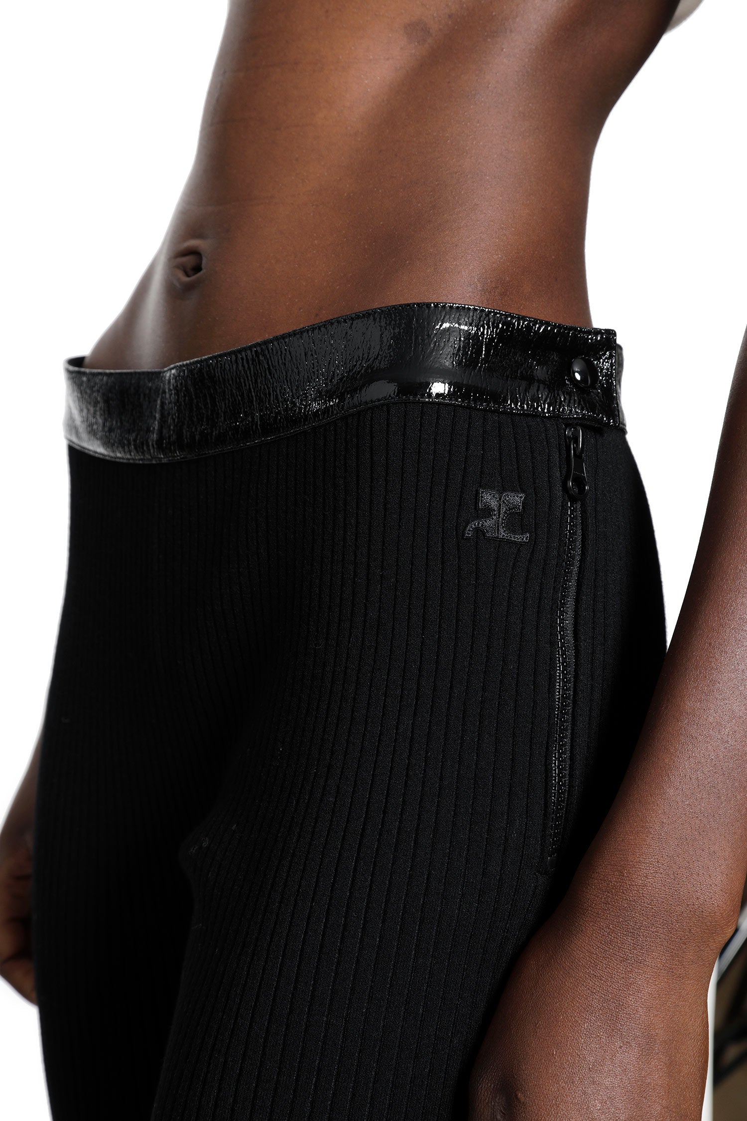 COURRÈGES Vinyl And Knit Flare Pants woman