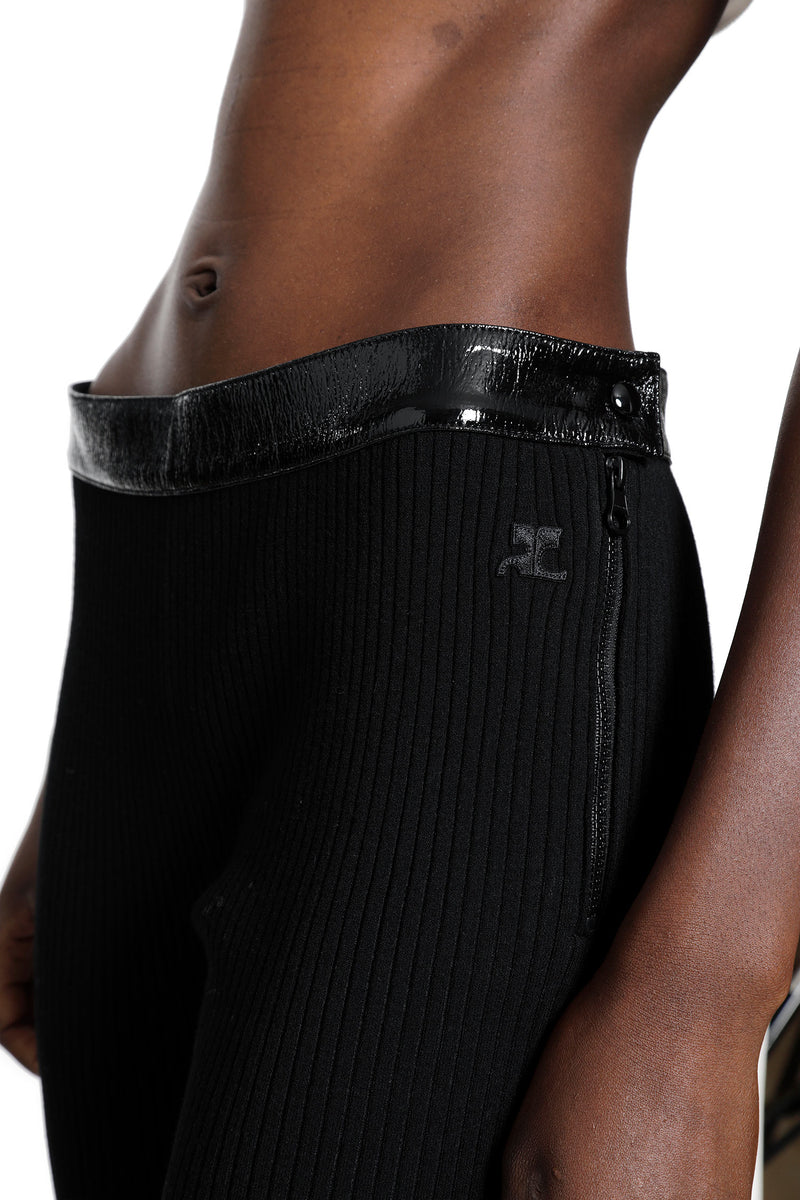 COURRÈGES Vinyl And Knit Flare Pants woman