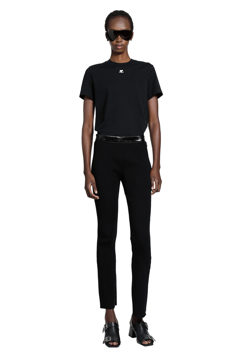 COURRÈGES Vinyl And Knit Flare Pants woman