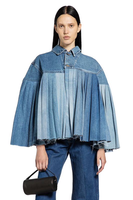 Pleated Denim Cape - Antonioli.eu