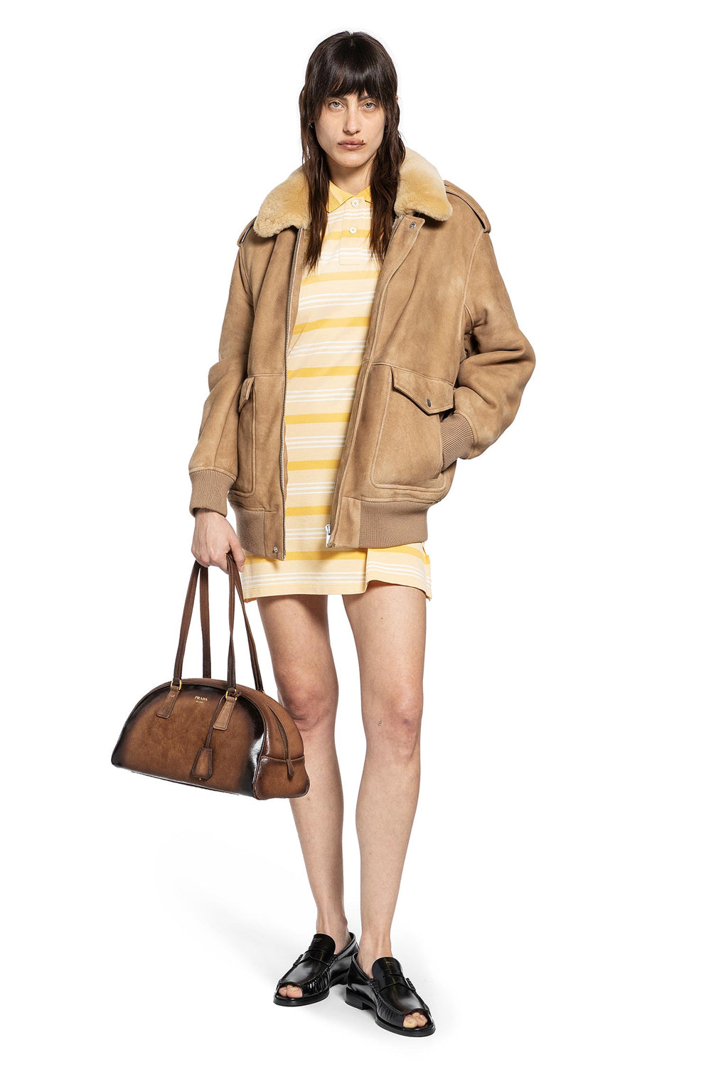 PRADA Striped Cotton piqué Polo Mini Dres woman