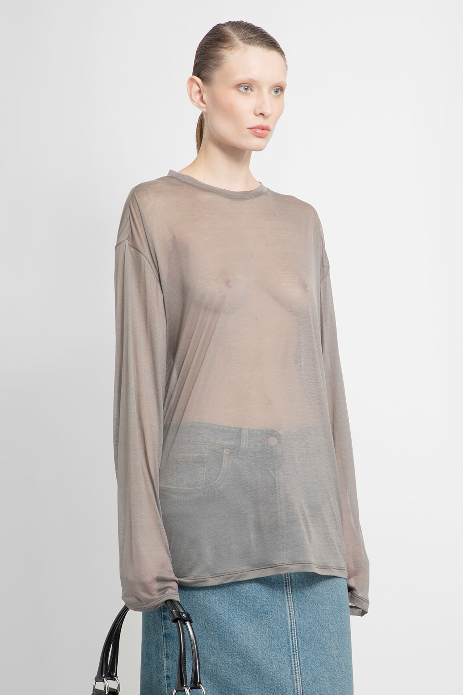 PRADA WOMAN GREY T-SHIRTS