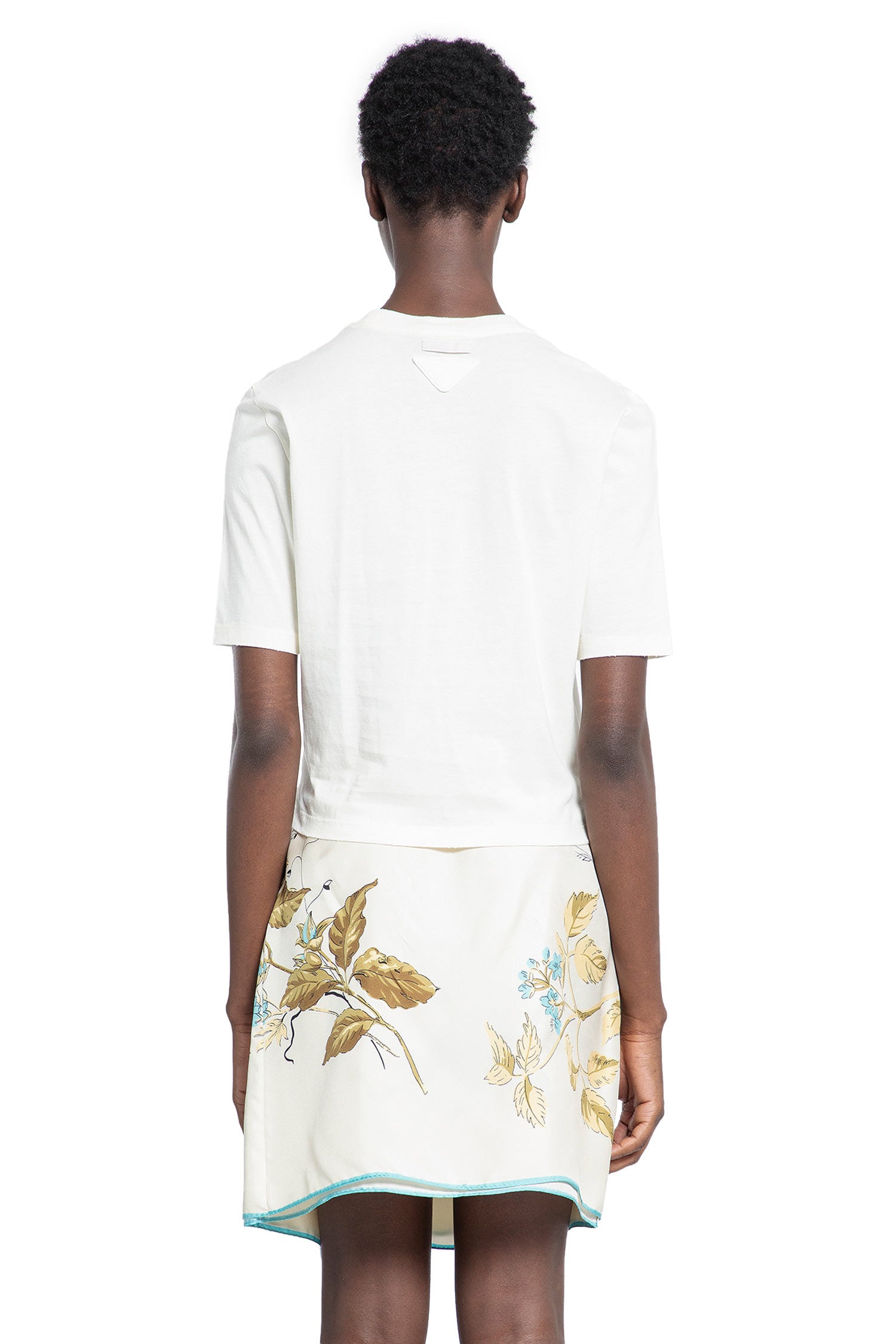 PRADA WOMAN OFF-WHITE T-SHIRTS & TANK TOPS