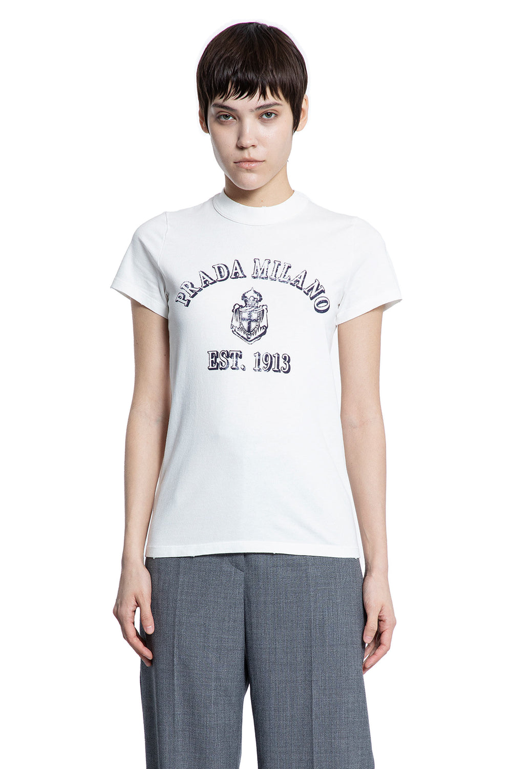 PRADA WOMAN WHITE T-SHIRTS & TANK TOPS