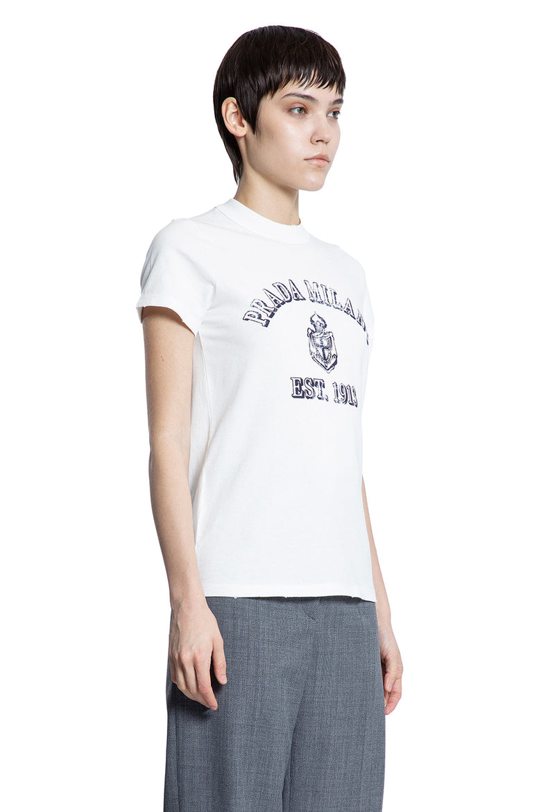 PRADA WOMAN WHITE T-SHIRTS & TANK TOPS