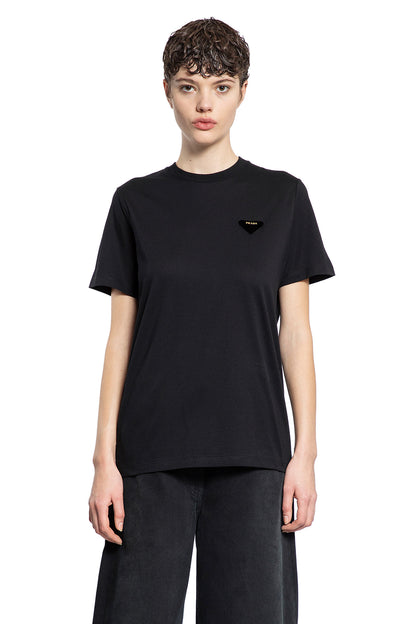 PRADA WOMAN BLACK T-SHIRTS & TANK TOPS