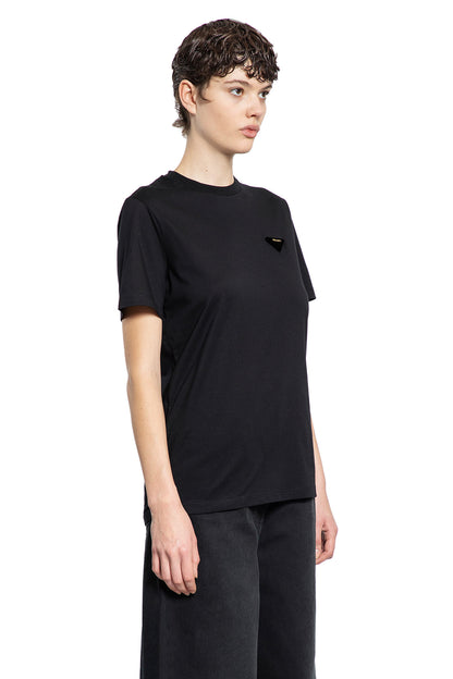 PRADA WOMAN BLACK T-SHIRTS & TANK TOPS