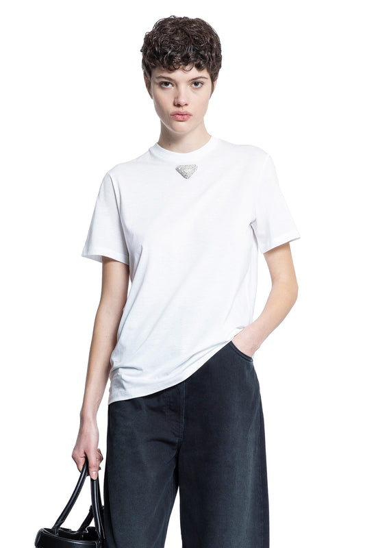 PRADA WOMAN WHITE T-SHIRTS & TANK TOPS