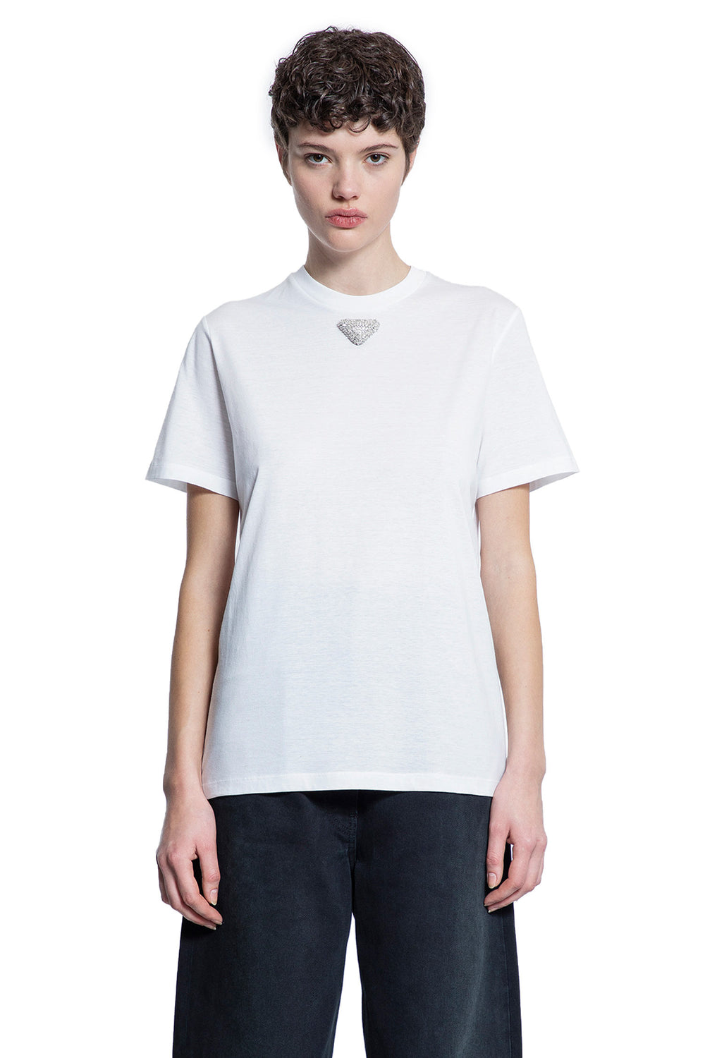 PRADA WOMAN WHITE T-SHIRTS & TANK TOPS