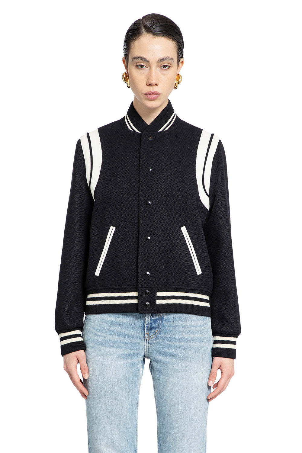 SAINT LAURENT WOMAN BLACK&WHITE JACKETS