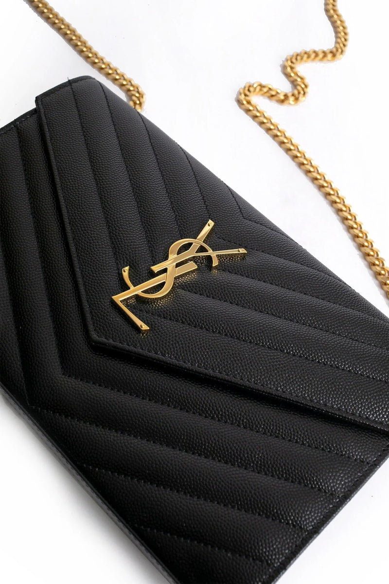 SAINT LAURENT Monogram Chain Wallet In Grain De Poudre Embossed Leather woman