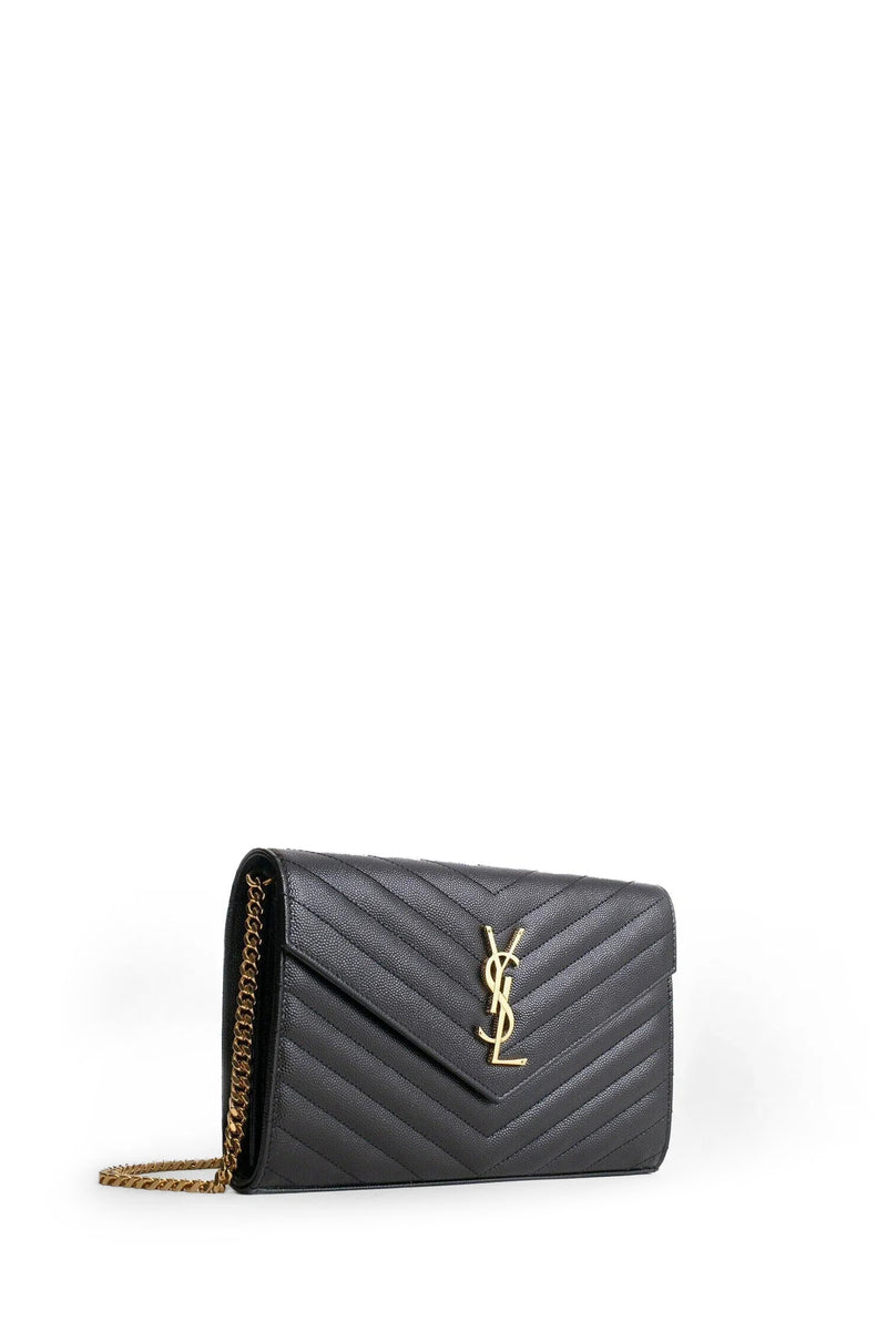 SAINT LAURENT Monogram Chain Wallet In Grain De Poudre Embossed Leather woman
