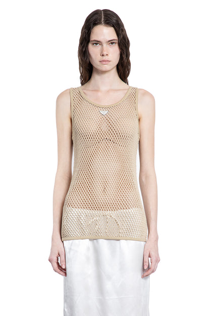 PRADA WOMAN BEIGE T-SHIRTS & TANK TOPS