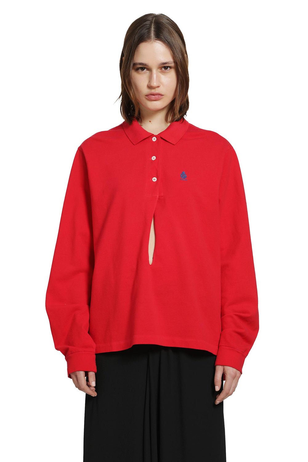 PRADA Long Sleeve Cotton Piqué Polo Shirt woman