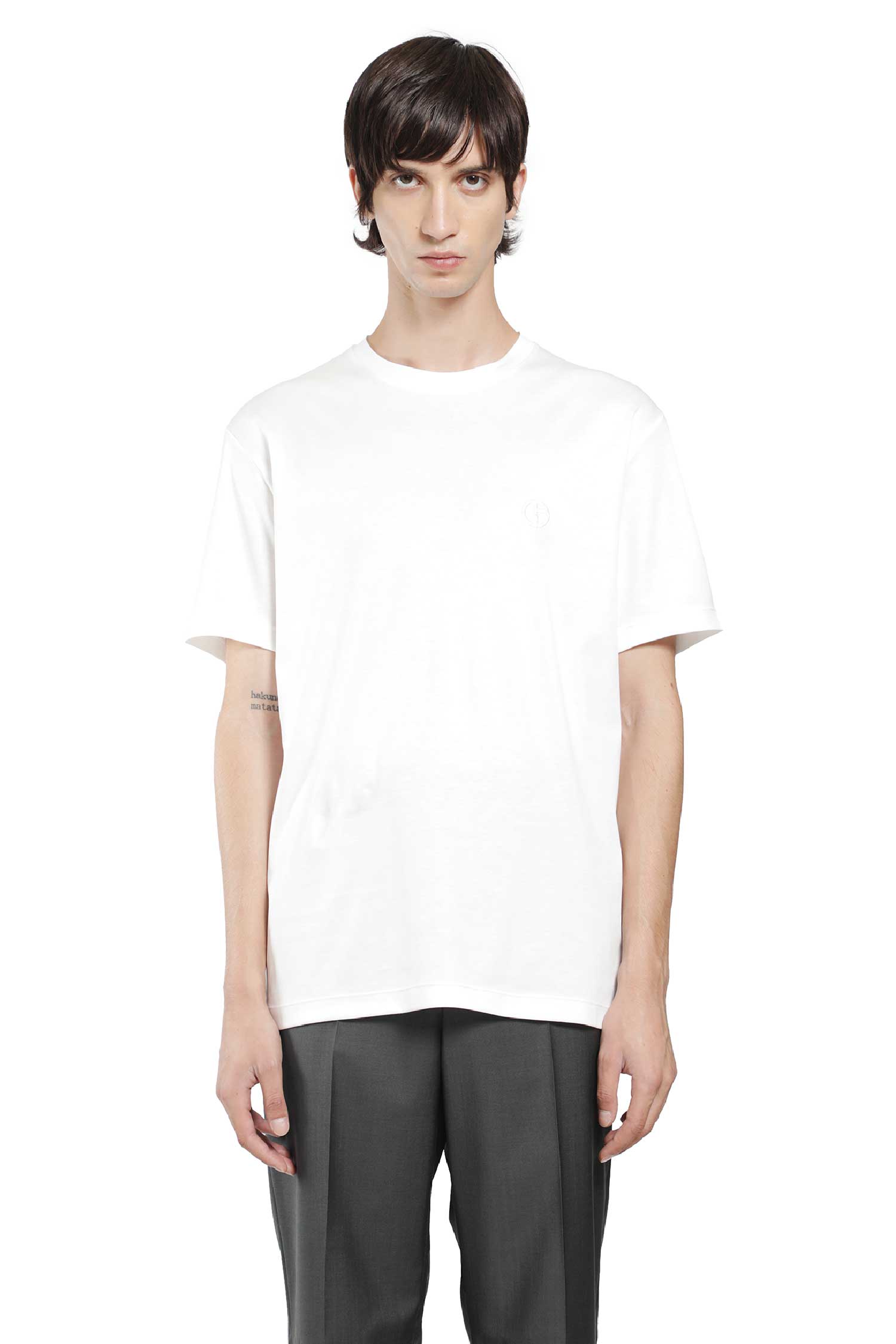 GIORGIO ARMANI Cotton Interlock Short Sleeve T-Shirt man