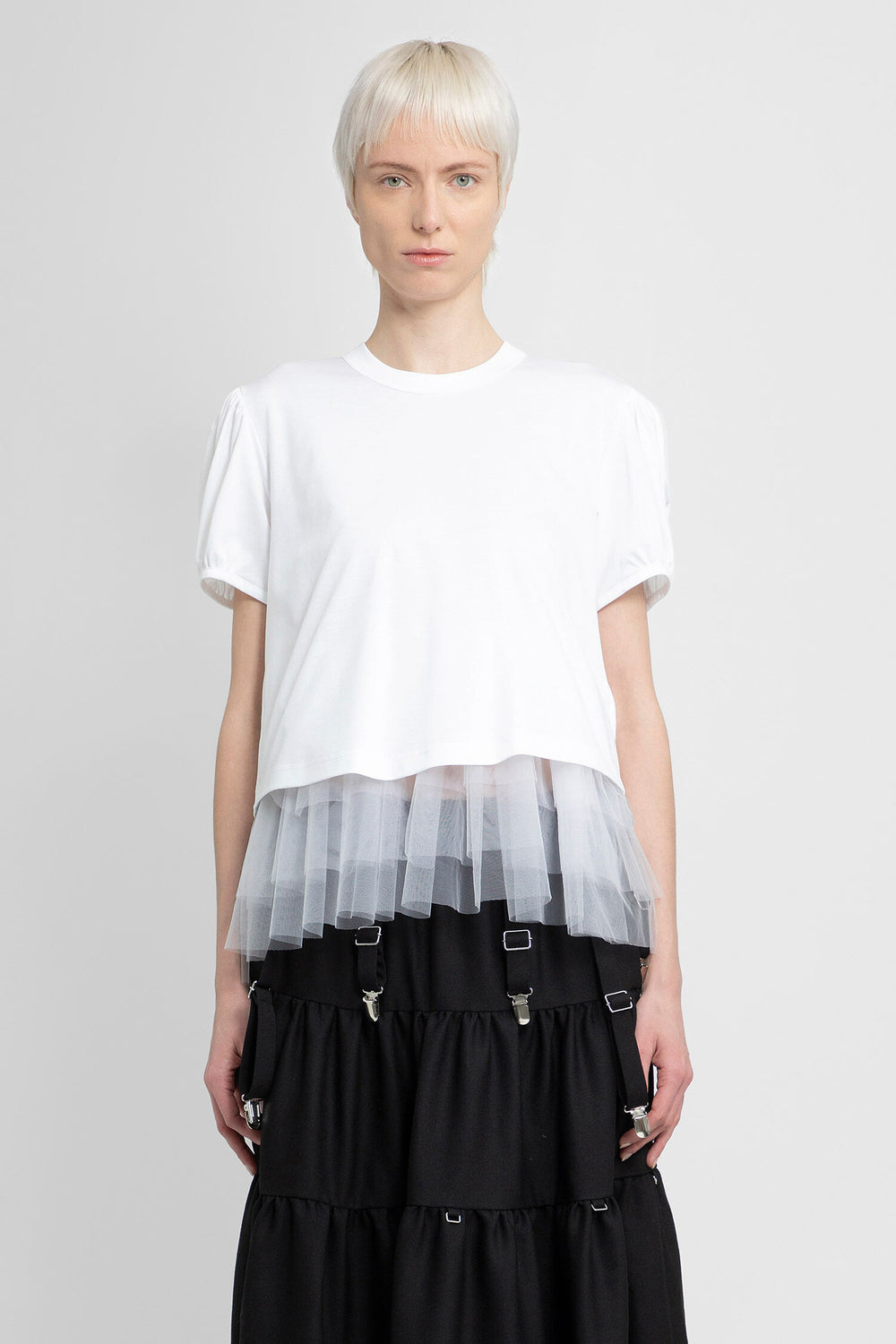 NOIR KEI NINOMIYA WOMAN WHITE T-SHIRTS & TANK TOPS