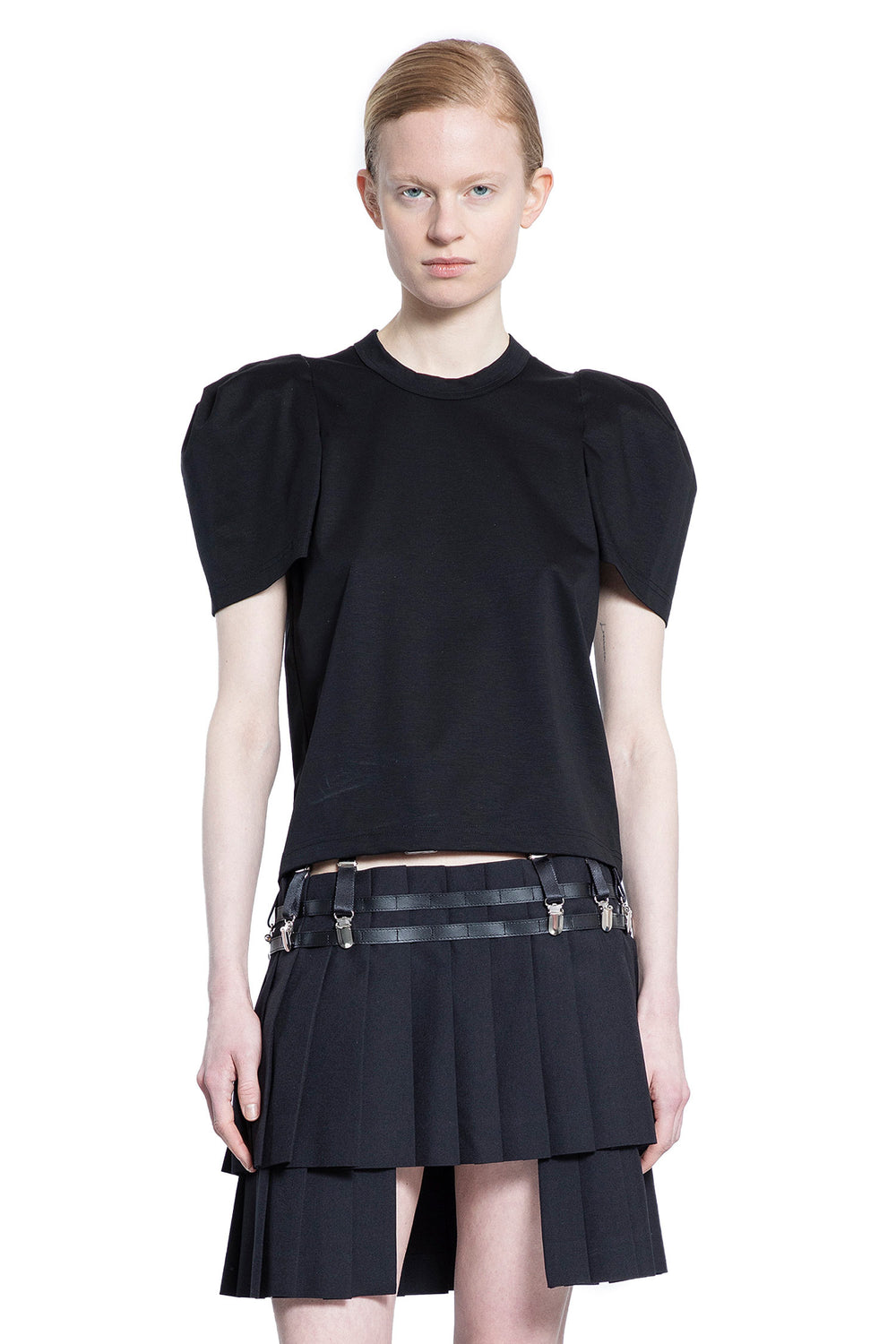 NOIR KEI NINOMIYA WOMAN BLACK T-SHIRTS & TANK TOPS