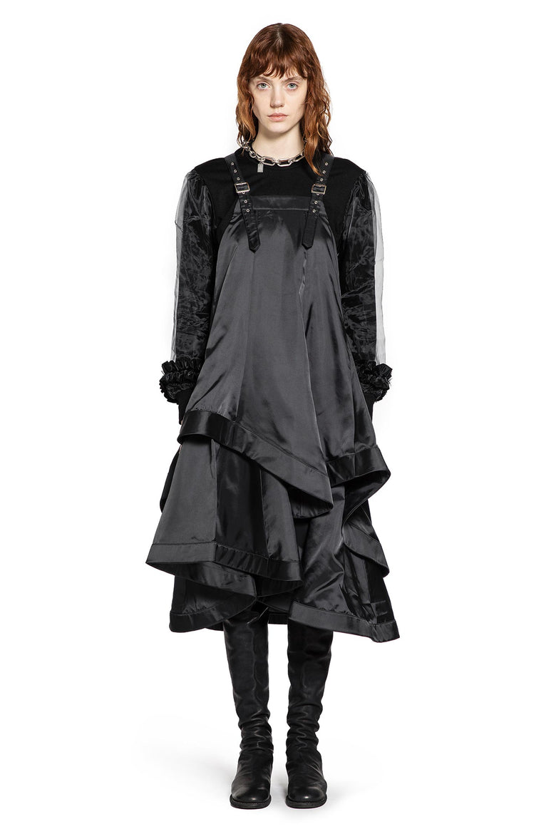 Satin Apron Midi Dress