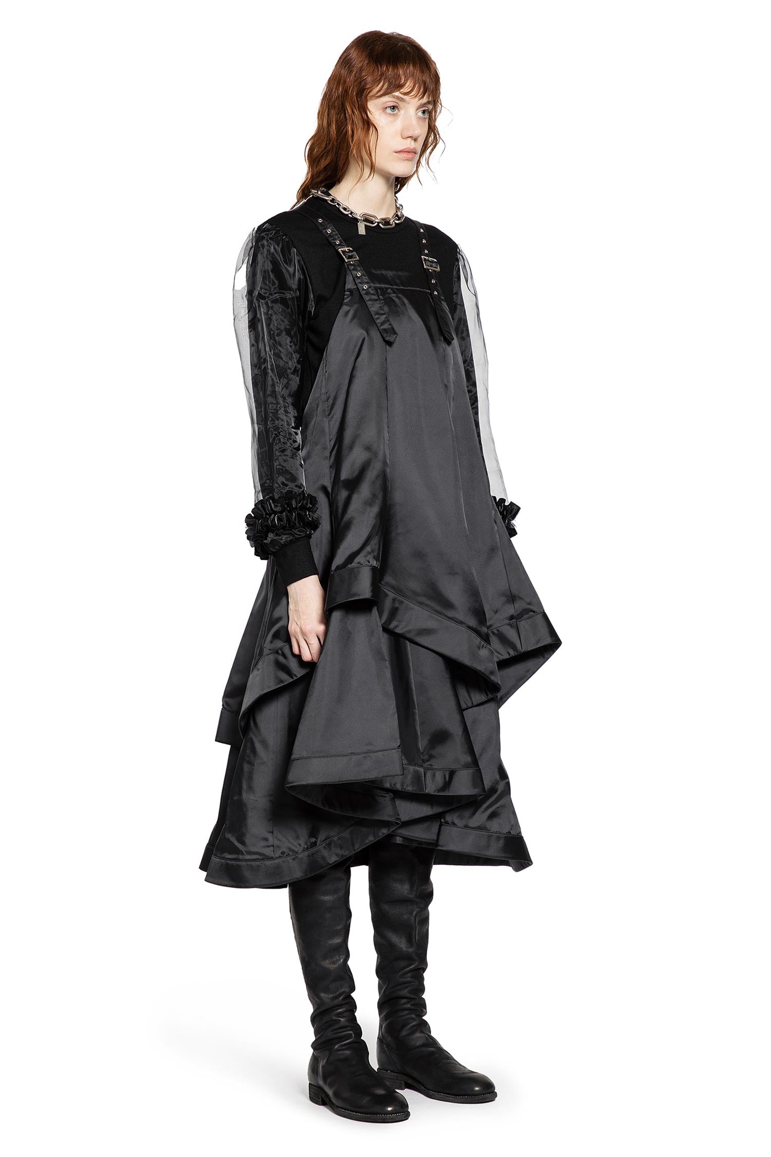 Satin Apron Midi Dress